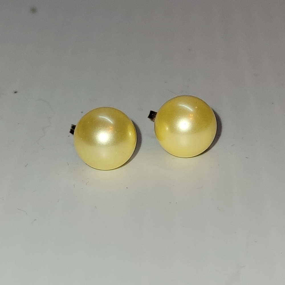 Lot of 10mm champagne and pink pearl stud earrings sterling silver 925 - Picture 6 of 10